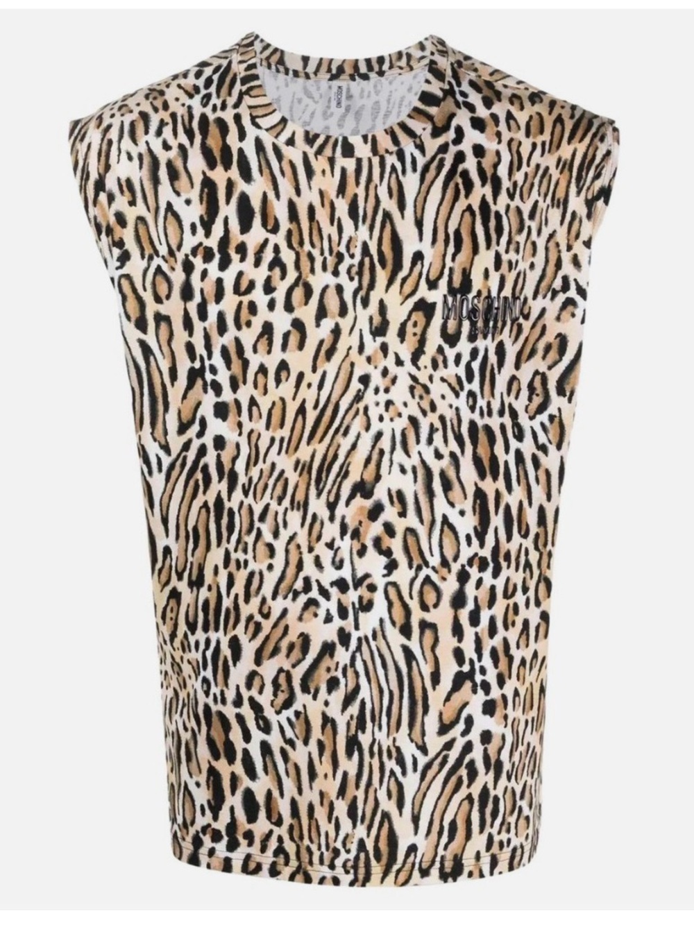 Moschino Mens Sleeveless Leopard Print Top